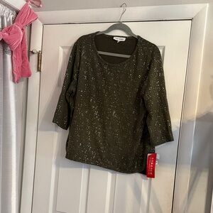 NWT Women's Sparkling Olive Top